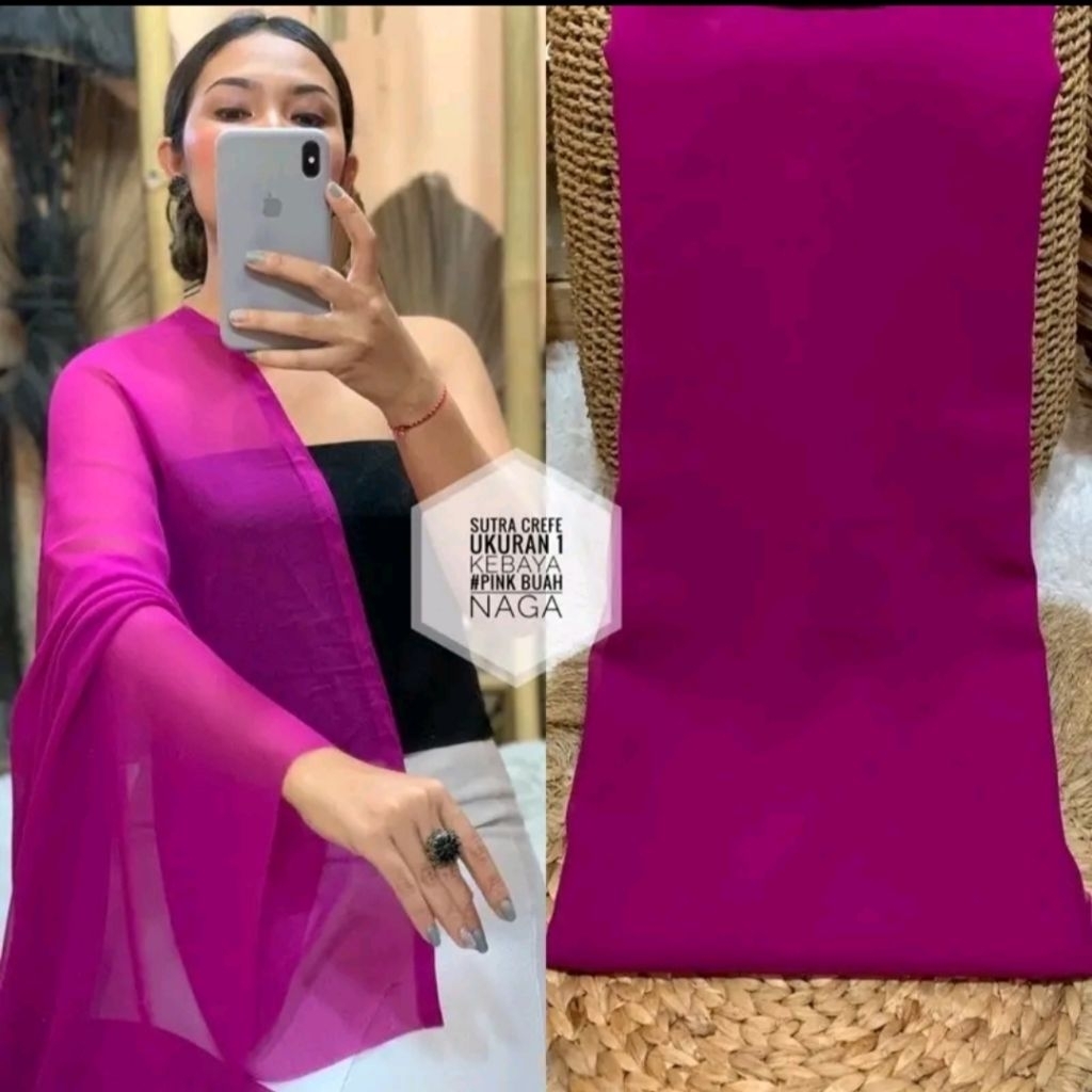 Kain kebaya sutra crepe//kain bahan kebaya polos