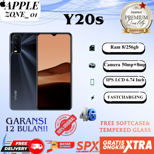 HP VIVO Y20S RAM 8/256GB 4G LTE ALL DUAL SIM FULLSET GARANSI 1 TAHUN