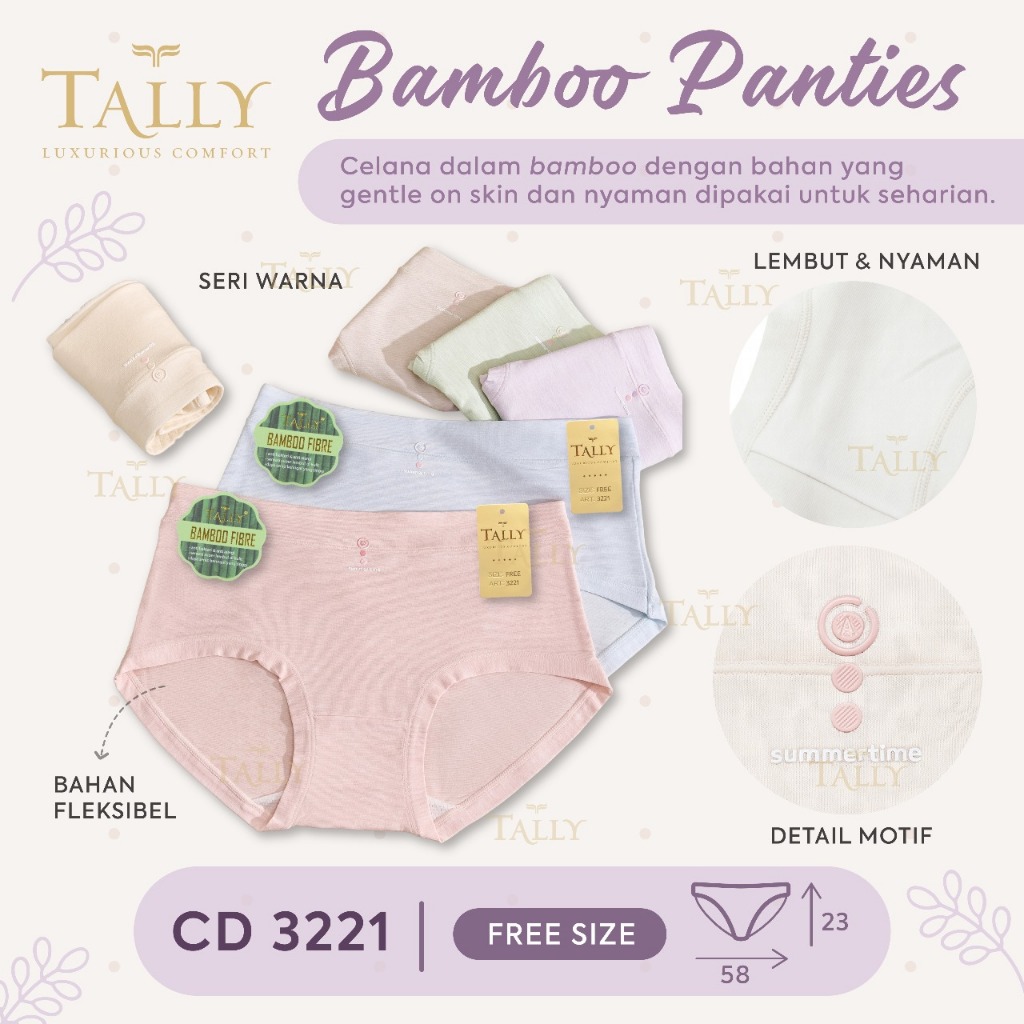 Tally Celana Dalam | Free Size I Fit to XL | Katun Bamboo | Motif - CD 3221