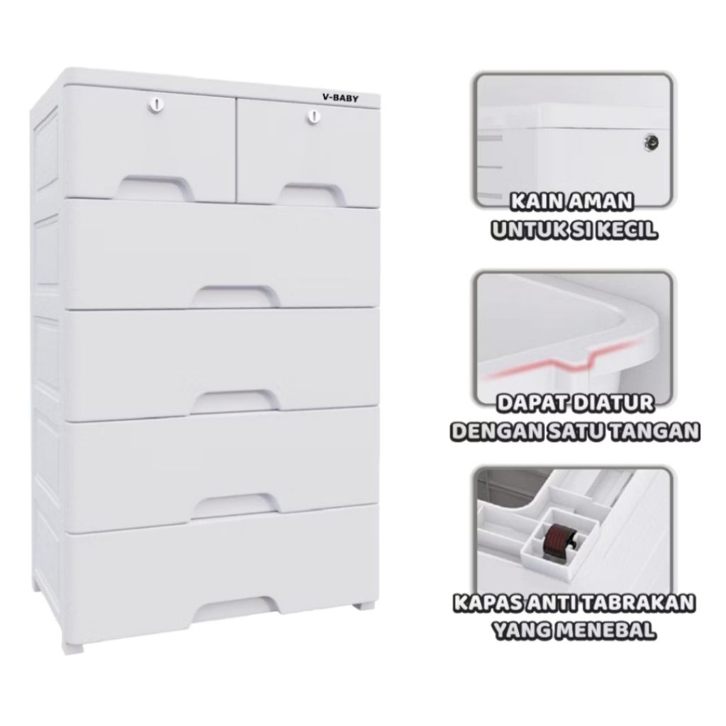 (preloved) Lemari Pakaian bayi dan anak / Lemari Susun / Lemari Laci Susun Full Putih / Lemari Plast