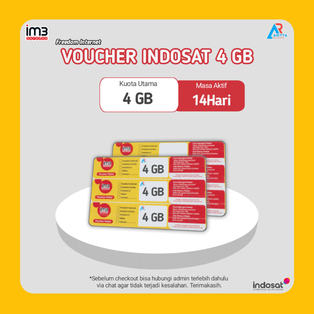 Voucher Indosat Freedom Internet 4GB 14Hari