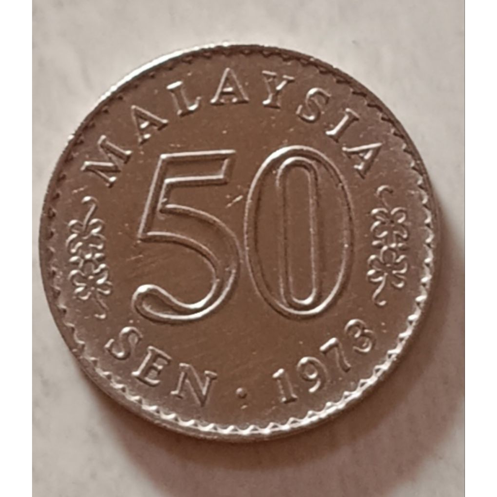 koin sylling Malaysia 50 sen tahun 1973..