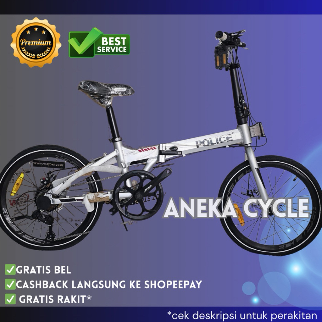 Sepeda Lipat Element Police Texas 20 Inch Alloy Rem Cakram 8 Speed