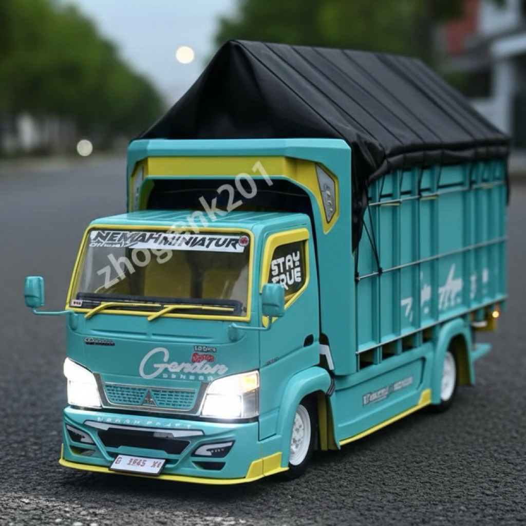 PROMO Miniatur TRUK OLENG Full Variasi Lampu Terpal Dari Kayu Asli - Mainan Anak Truk Oleng Non Rc P
