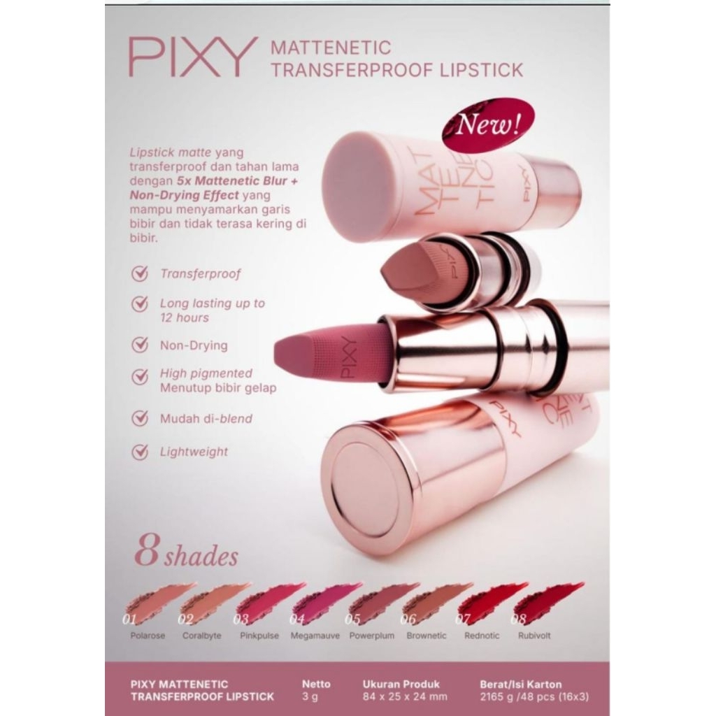 Pixy Mattenetic Transferproof Lipstik 3gr | Pixy Lipstik | Pixy New