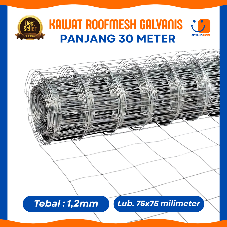 Kawat Roofmesh Galvanis Panjang 30 Meter - Kawat Multifungsi, Kawat Atap, Kawat Galvanis, Kawat Tama