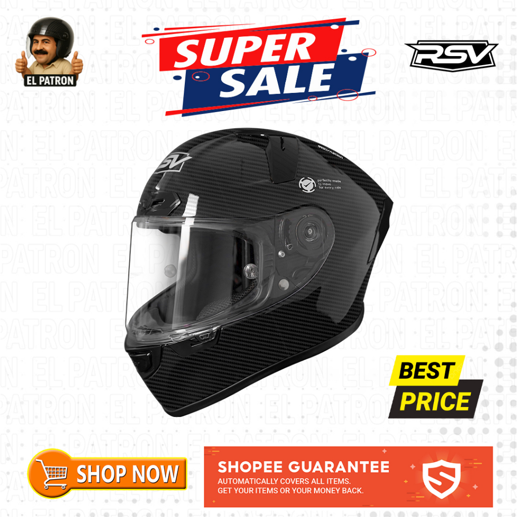 Helm RSV FFS21 CARBON Motif   - 100%ORIGINAL Full Face Double Visor Motor SNI DOT Ringan Nyaman