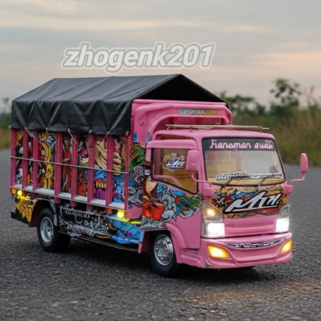 PROMO Miniatur TRUK OLENG Full Variasi Lampu Terpal Dari Kayu Asli - Mainan Anak Truk Oleng Non Rc P