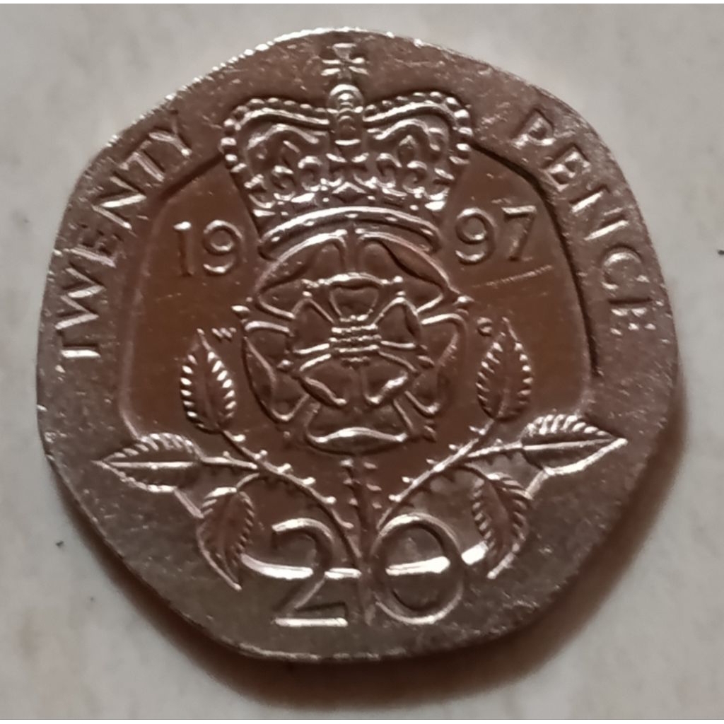 koin Inggris 20 (twenty) pence tahun 1997..