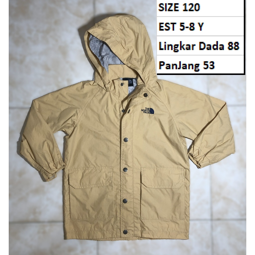 Jaket Outdoor TNF Cream Waterproof Hoodie Anak Premium Second Preloved
