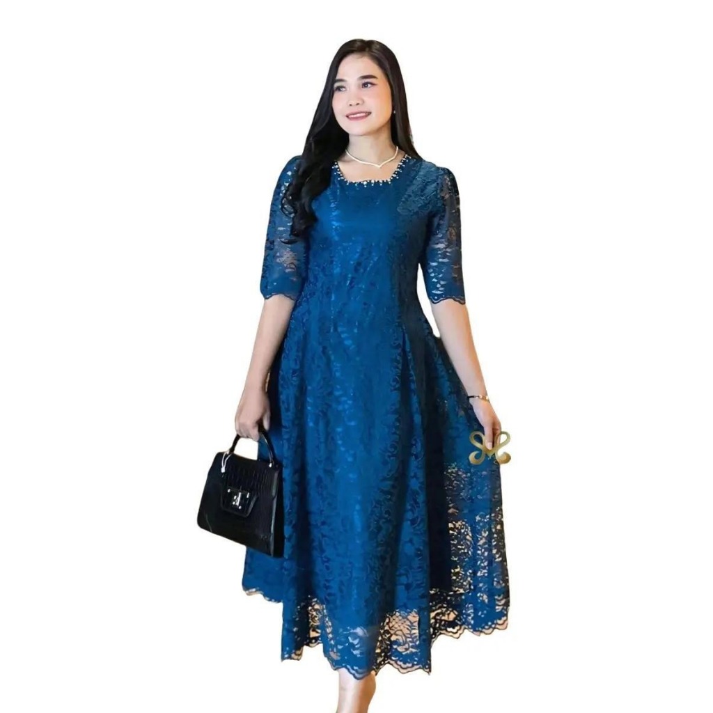 Dress brokat pesta/longress semi kebaya panjang