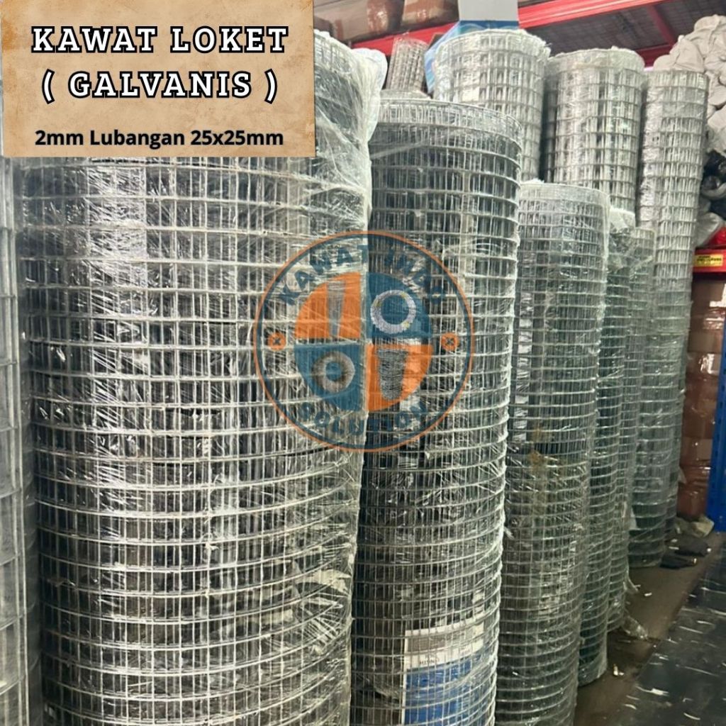 Kawat Loket / Wiremesh Galvanis 2mm Lubangan 25x25mm P.10m