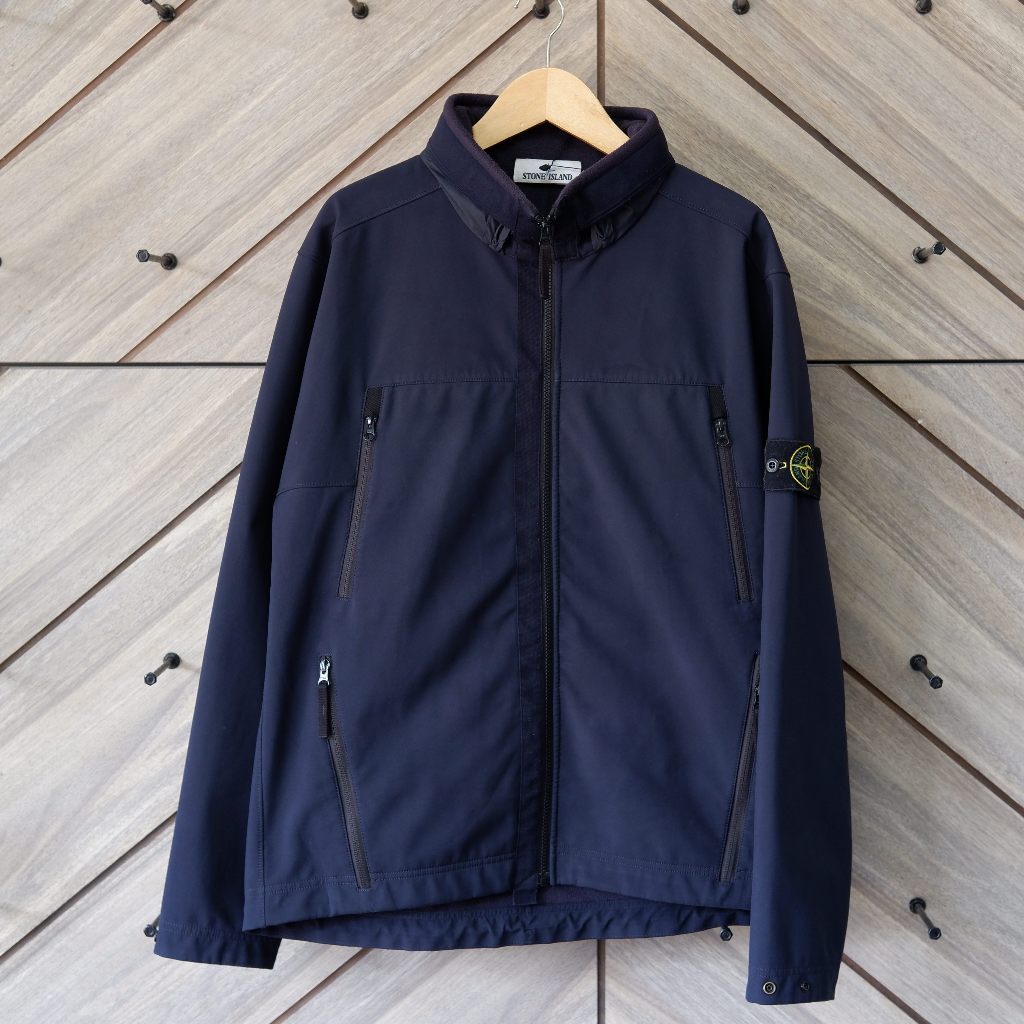 STONE ISLAND SOFT SHELL-R HOODED JACKET DARK NAVY