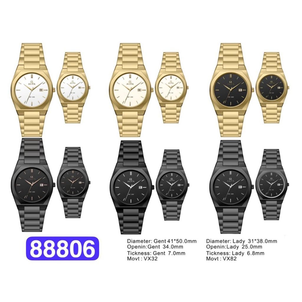 ALFA JAM TANGAN COUPLE TAHAN AIR 88806 ORIGINAL