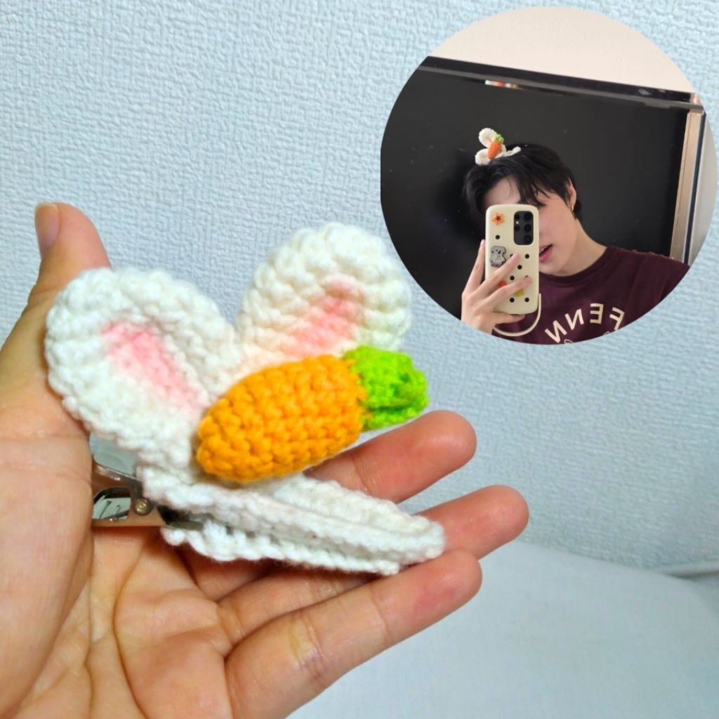 Kpop Bunny Hair Pin Crochet (Treasure)