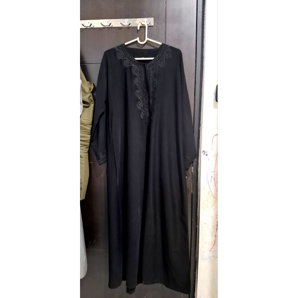 Preloved Gamis Abaya Arab Jetblack asli arab all size agak besar