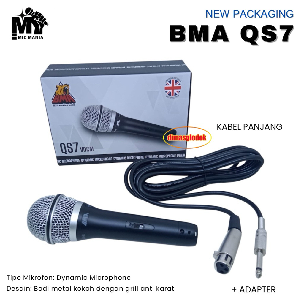 Microphone Original BMA QS7 Mic Kabel BMAQS7 Mikropon Dynamic Professional ORI BMA