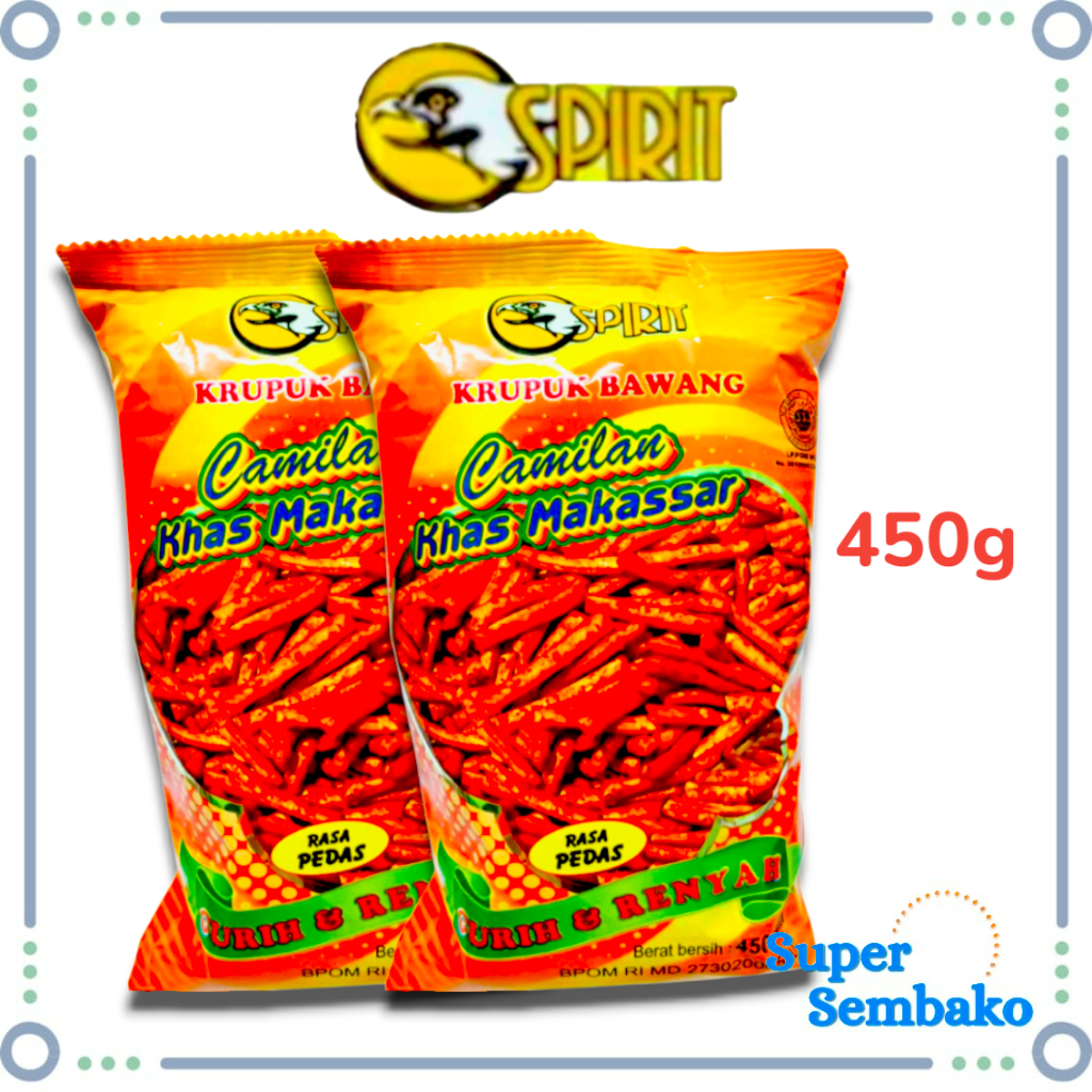 Snack Stik Kerupuk Bawang Cap Spirit 450g Rasa Pedas & Original Oleh Oleh Khas Makassar Grosir