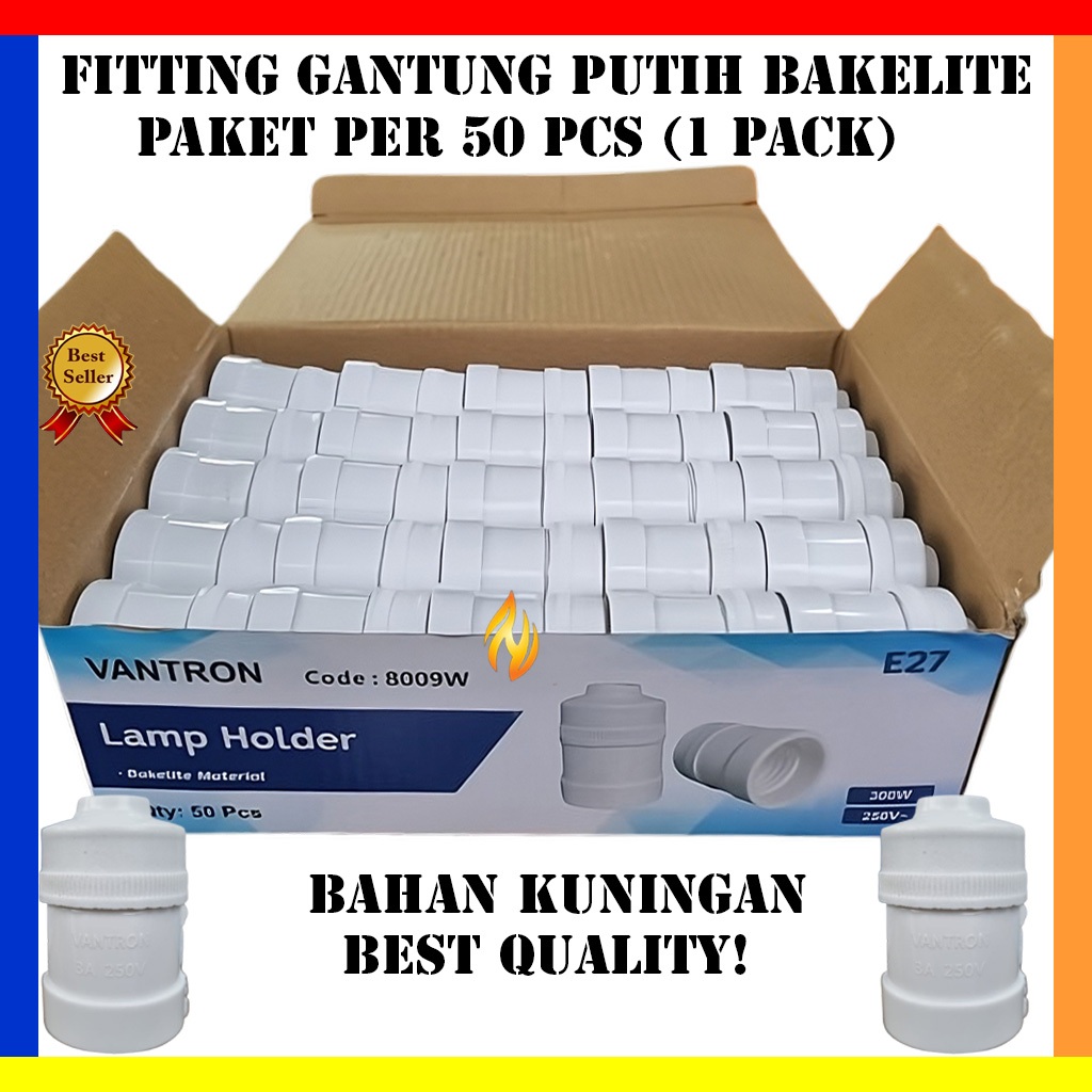 (Per 50 Pcs) Fitting Gantung Putih Kuningan / Fitting / Pitting Gantung Model Broco SNI