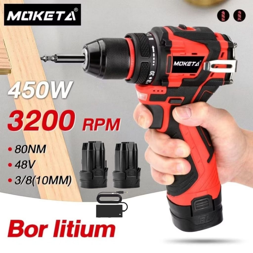 Bor MOKETA BorPengeboran  kayu dan besi Bor Brusless 16,8V