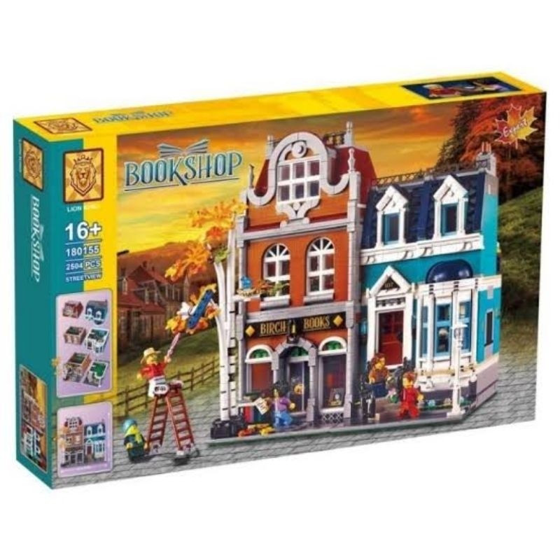 LionKing 180155 Lion King Bookstore Bookshop Modular Brick Building Block Creator Mainan Edukasi DIY