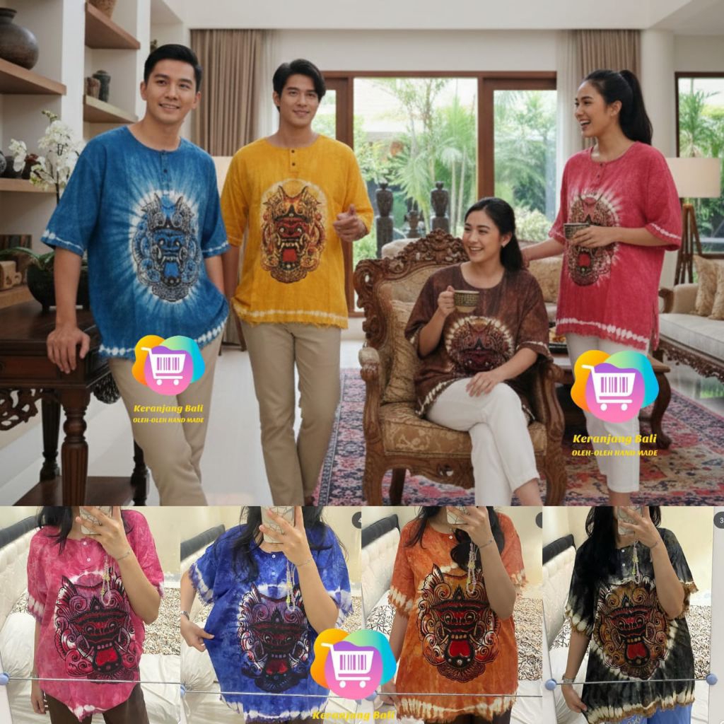 Atasan Baju Barong Bali dewasa jumbo Baju barong motif abstrak unisex Baju Bali barong dewasa