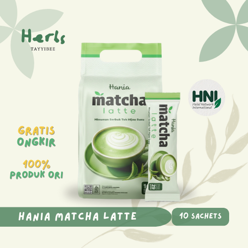 HANIA MATCHA LATTE – Minuman Serbuk Teh Hijau Susu – 10 Sachet