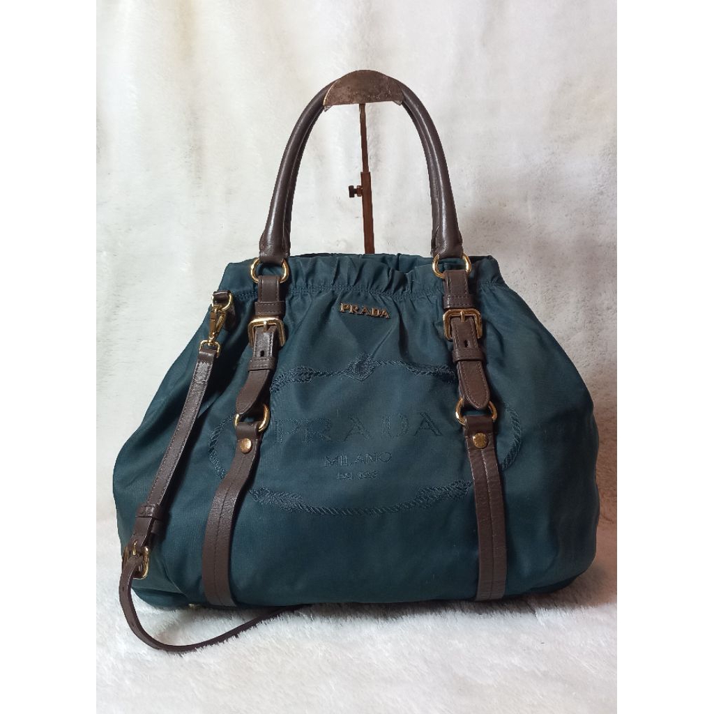 Preloved Second Tas Prada* Predong Nylon Two Way Tote Bag Sling Bag