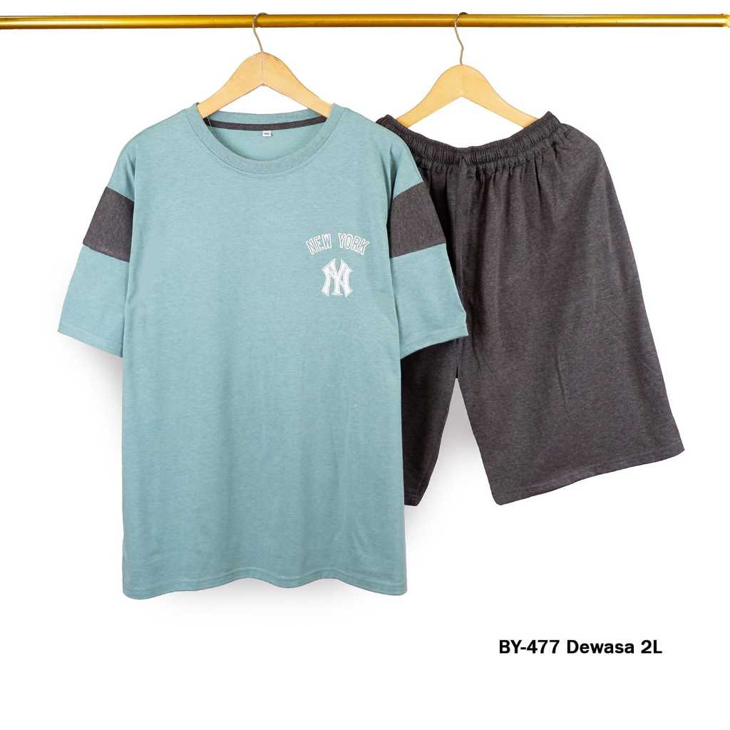 Baju tidur size XXL/2L laki dewasa lengan pendek celana pendek bahan kaos adem