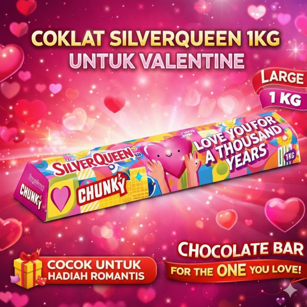 SilverQueen Chunky Bar 1KG Valentine Original Coklat Jumbo Hadiah Valentine|Coklat SilverQueen 1 KG 