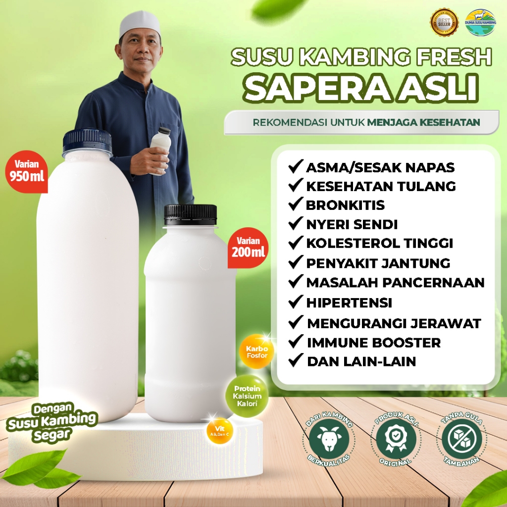 Susu Kambing Murni Segar Pasteurisasi Tanpa Campuran Bahan Lain
