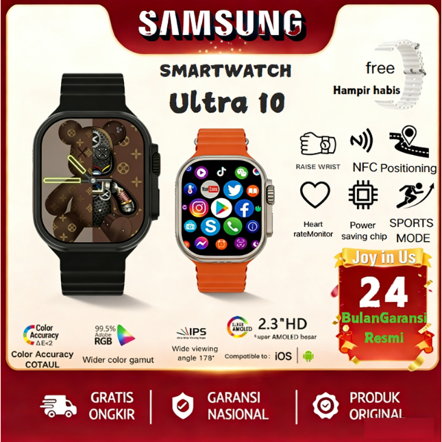 COD100%Original Samsung SmartWatch  10 Ultra Layar Sentuh HD 2.2" Panggilan Bluetooth & Wallpaper Ku