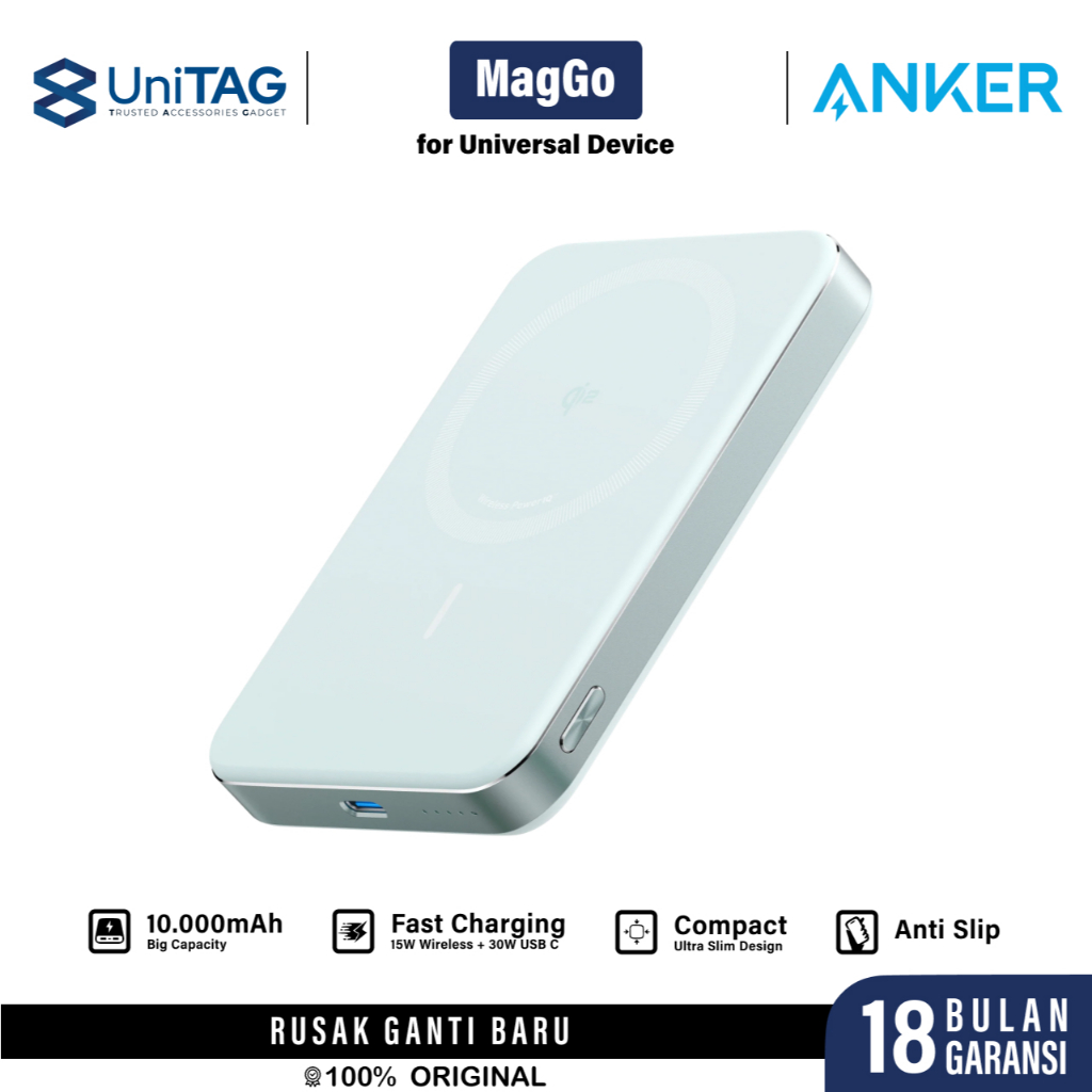 Anker Powerbank Magsafe Thin 10000mAh MagGo Qi2 - Blue A1664H61