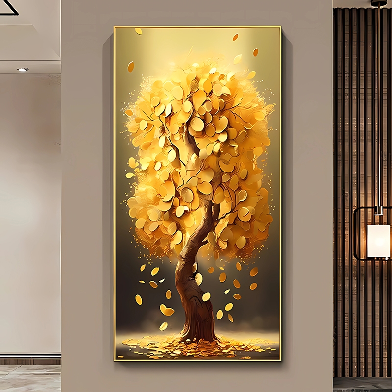 Kamar Aesthetic Lukisan Hiasan Dinding Lukisan Dekorasi Pohon Uang Minimalis Modern