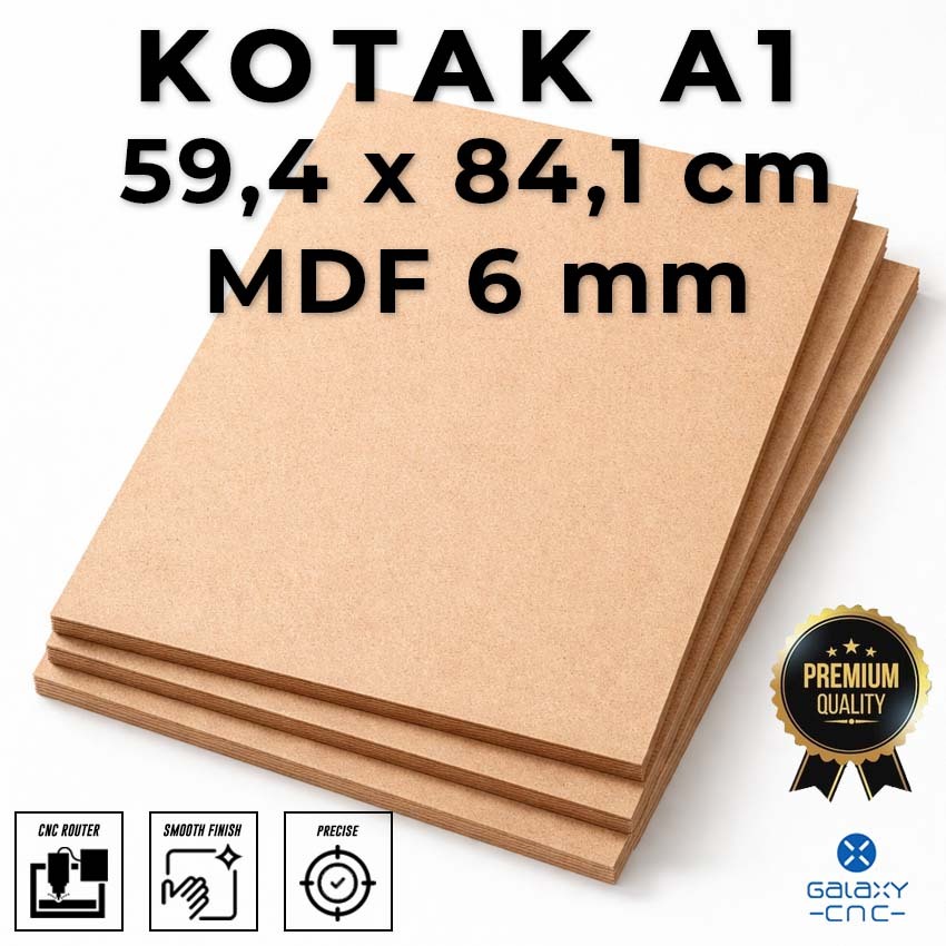 Kotak A1 (59,4  x 84,1 cm) - MDF 6 mm - Papan kayu lembaran MDF