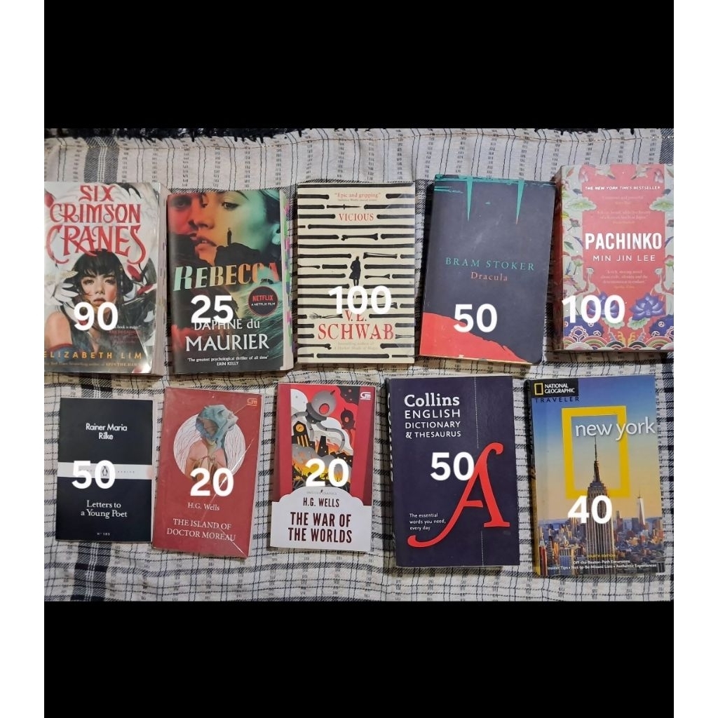 preloved bekas six crimson cranes rebecca vicious dracula pachinko letters to a young poet the islan