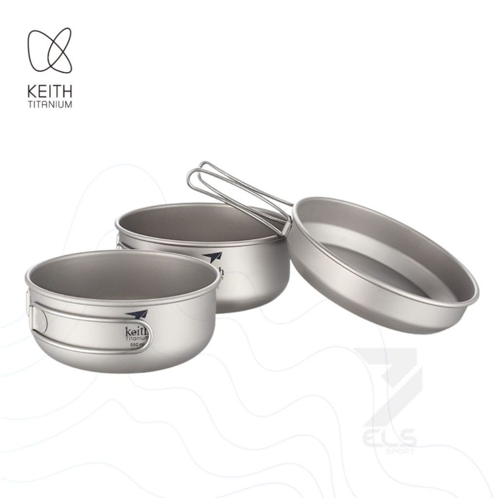 Keith Titanium Ti6053 - Keith Pot & pan cook Nesting alat masak camping Utralight Titanium