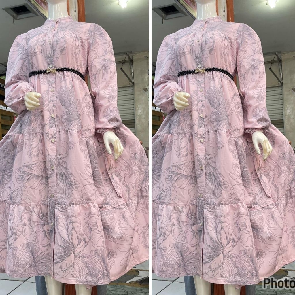 MIDI dress katun jepang ld 110-120 jumbo