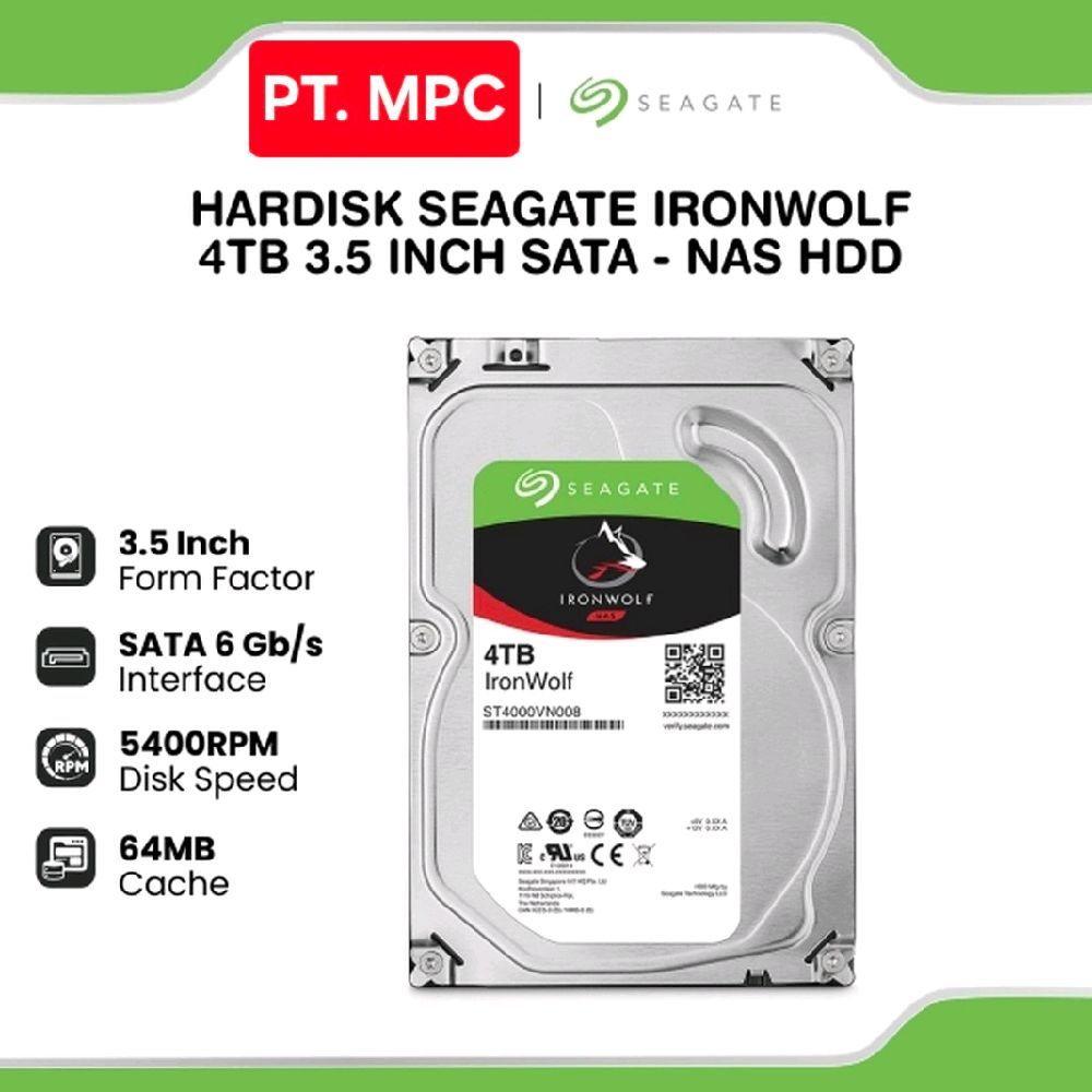 Seagate Ironwolf HDD NAS 4TB Hardisk Server SATA 3.5in