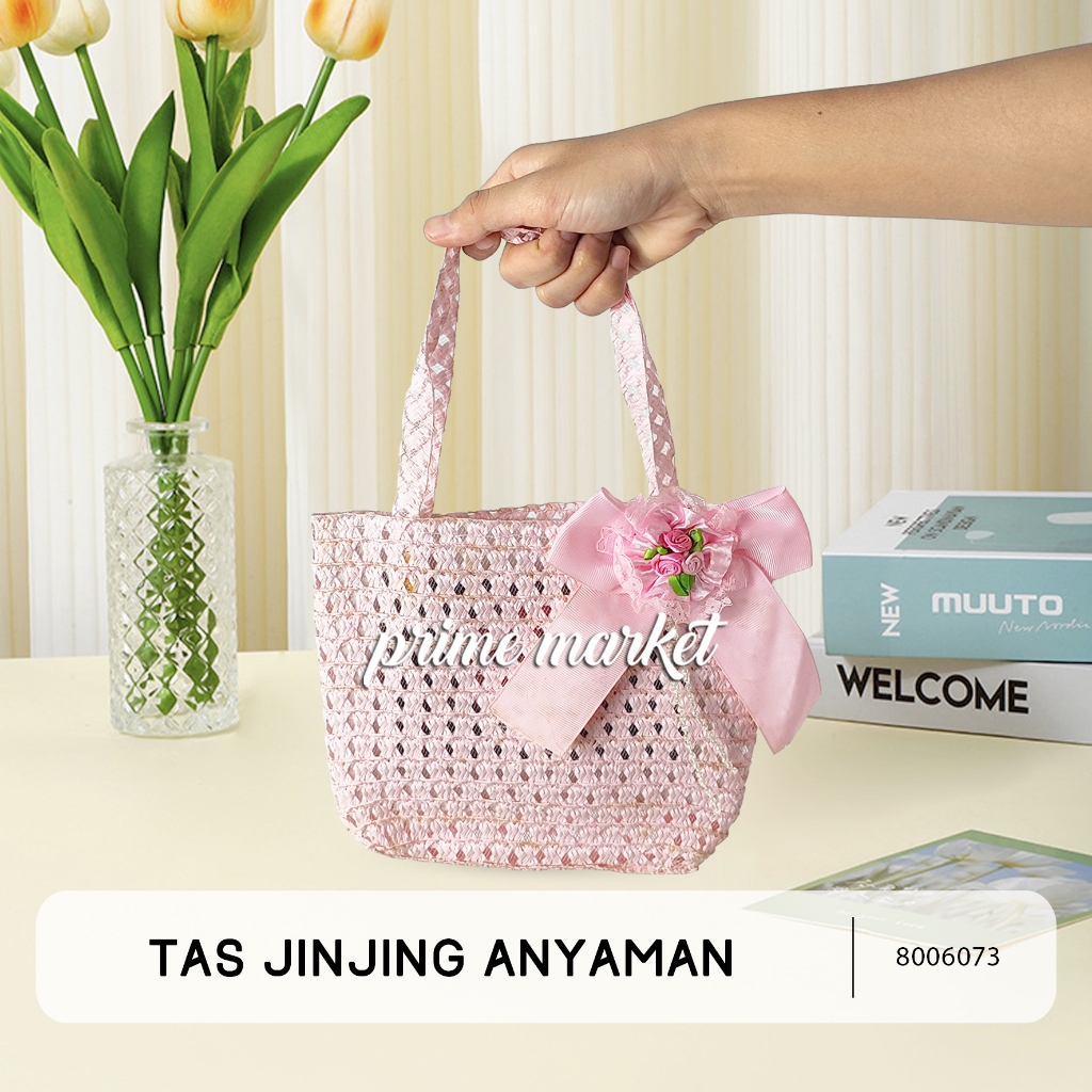 Tas Anyam Mini Tas Jinjing Tas Tangan Mini Anyam Hand Bag Mini Totebag Mini Anyam (8006073)