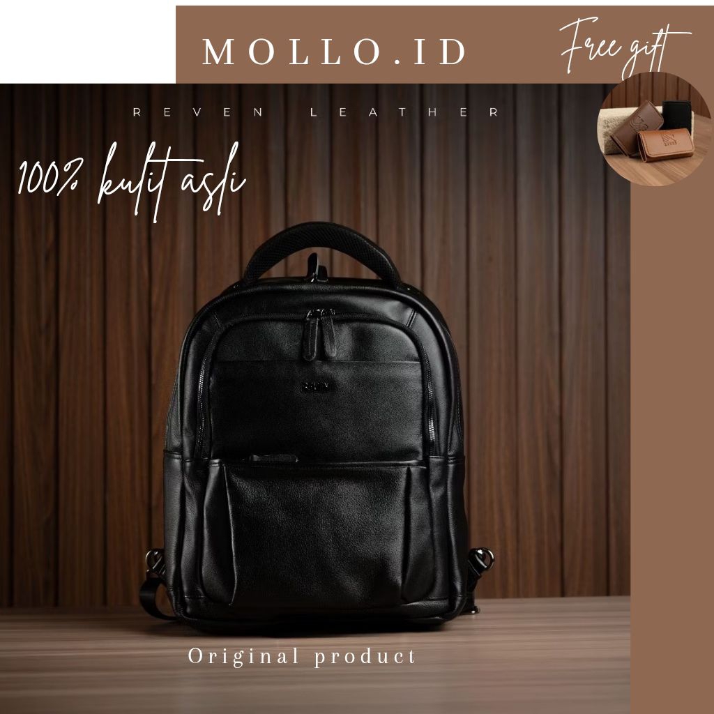 Outlander Backpack - Tas Ransel Pria Kulit Sapi Asli tas pria branded original Free Random Gift