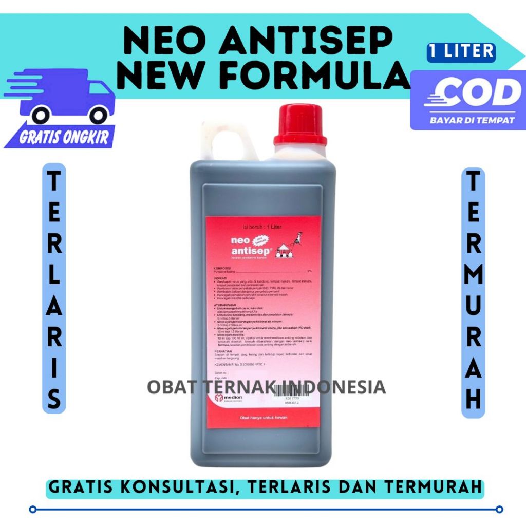 NEO ANTISEP NEW FORMULA 1 LITER MEDION Disinfektan Iodine untuk Kandang dan Peralatan Peternakan
