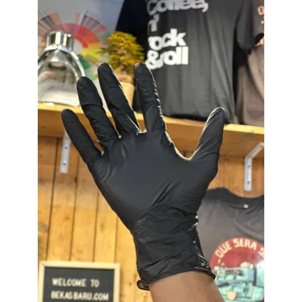 Sarung Tangan Hitam Latex Hand Glove Hitam Handscoon Karet  size M-L