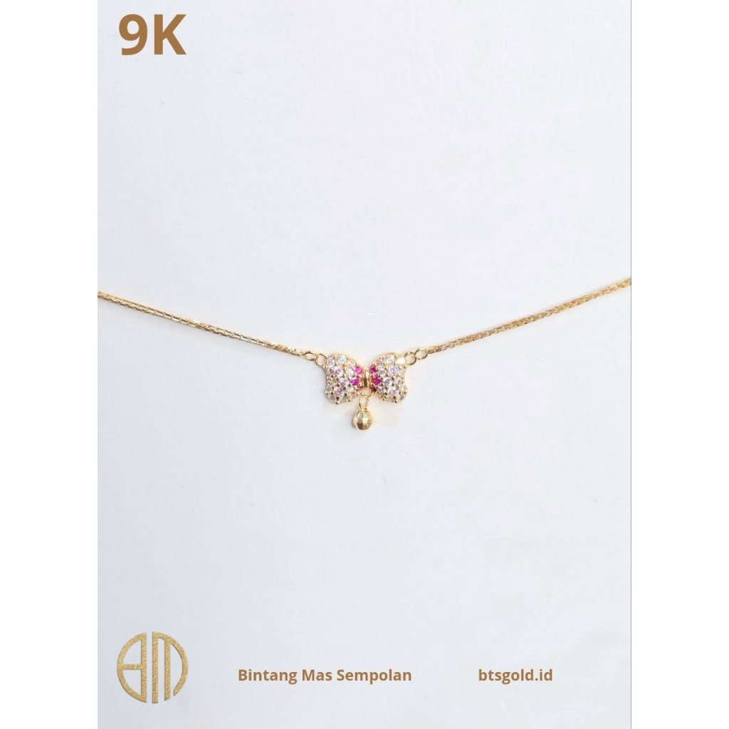 Kalung Variasi Pita Permata Emas Asli