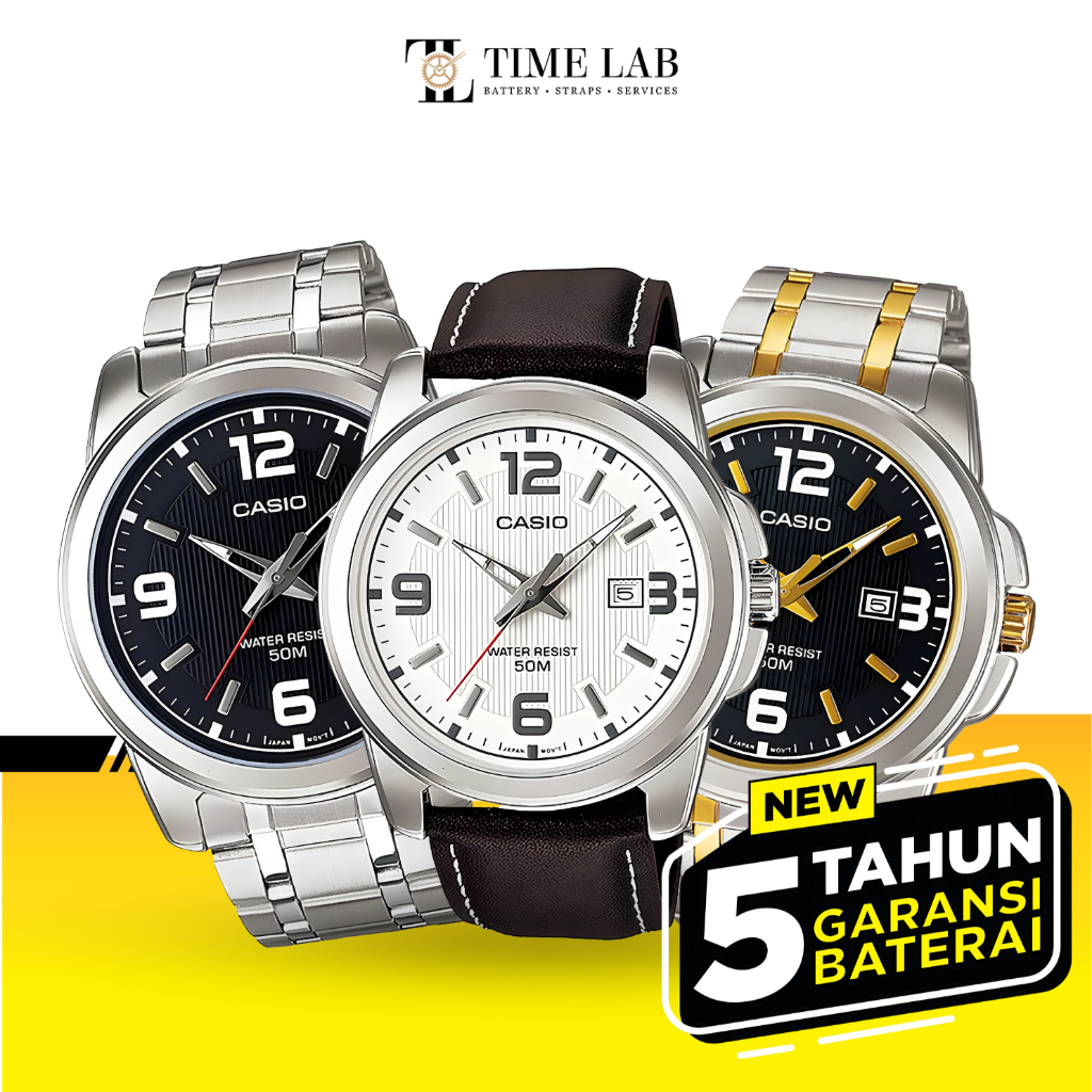 JAM TANGAN PRIA CASIO MTP-1314 / MTP 1314 STAINLESS STEEL ANALOG ORIGINAL TIMELAB