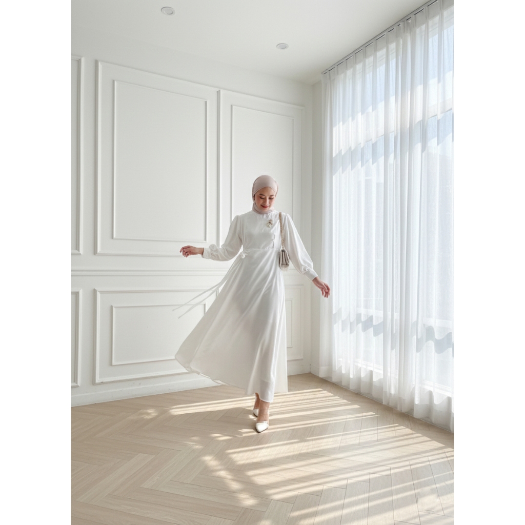 ALISHA DRESS SET RAYA Midi Dress Gamis Baju Kurung Melayu Wanita Modern Gaya Malaysia Ramadhan Lebar