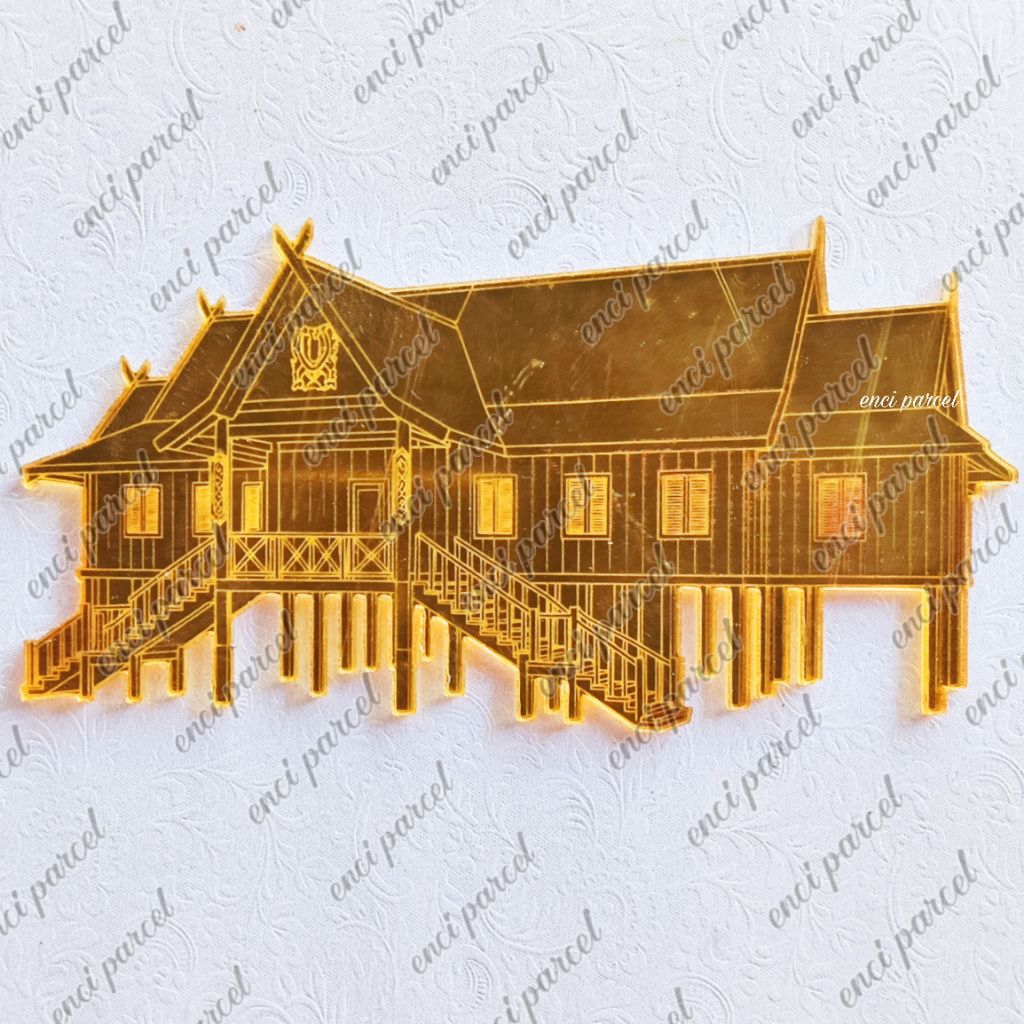 model B logo rumah adat betang kalimantan tengah kalteng huma dekorasi miniatur replika bangunan pan