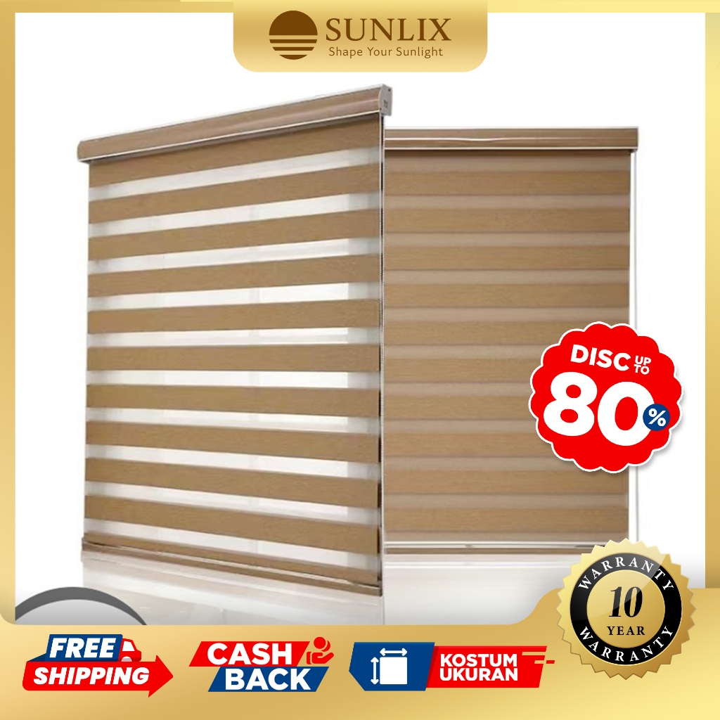 SUNLIX - Zebra Blind  -  CUSTOM - Tirai - Rainbow Blinds - Tirai Gulung Jendela - Gorden jendela Aes