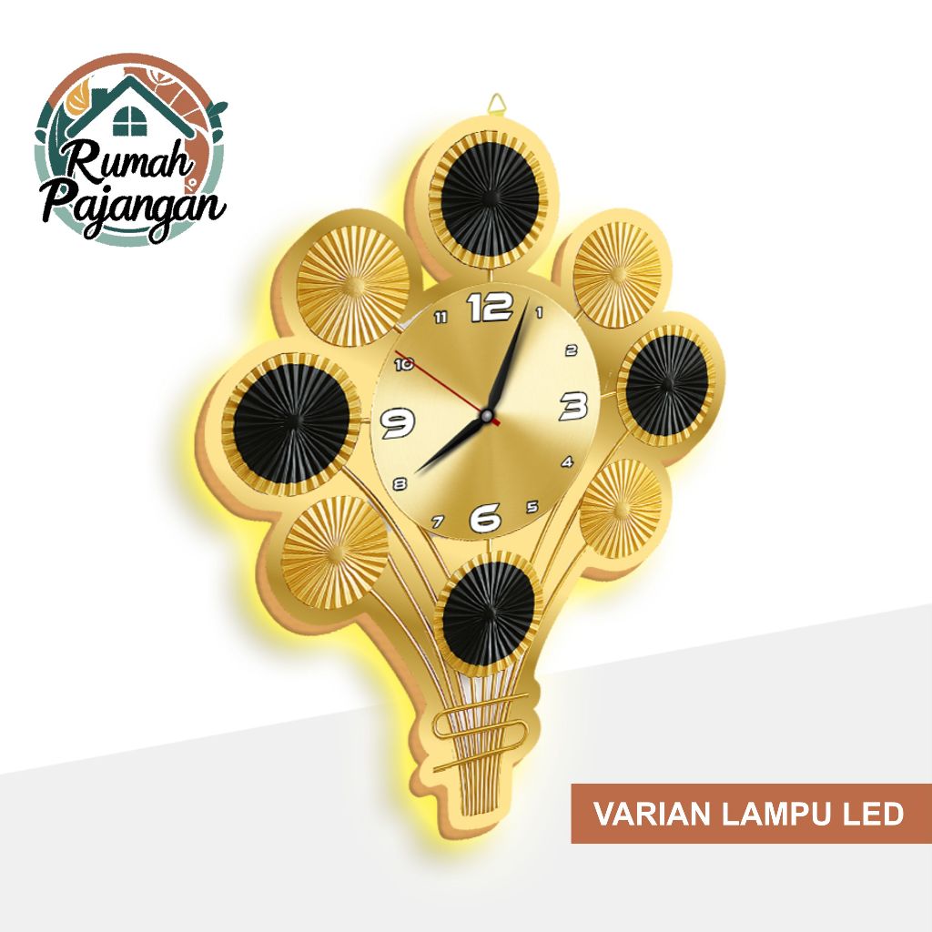 Rumah Pajangan Hiasan Jam Dinding Ukir Mewah Warna Emas | Jam Dinding Premium Cocok untuk Hadiah RP0