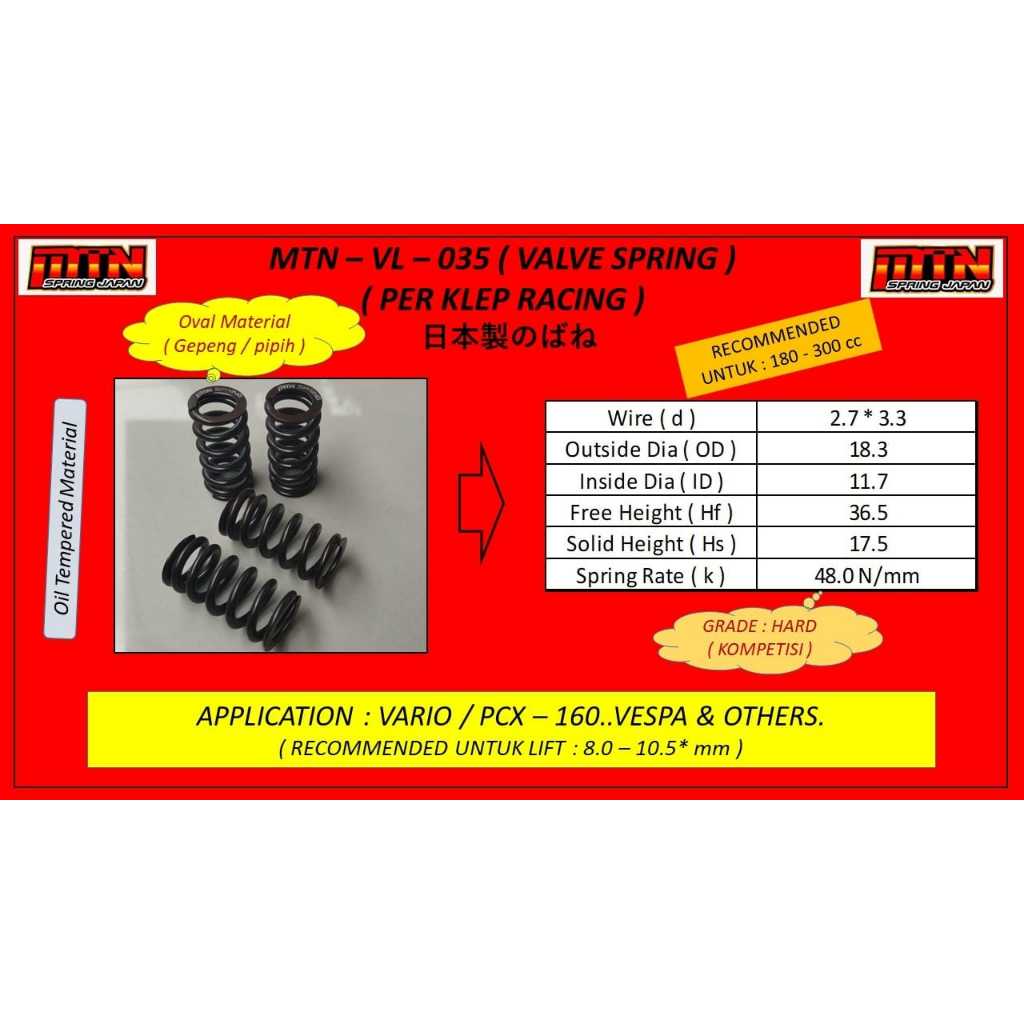 Per Klep MTN spring Japan Vario 160 PCX 160 ADV 150